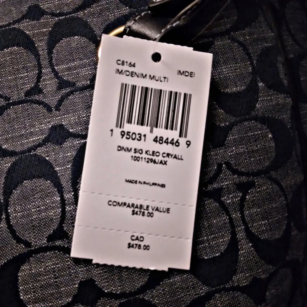 New Coach kleo carryall denim signature chambray tote bag purse - Picture 10 of 12